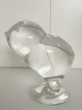 SIGNED Steuben Baby Chick Chicken Clear Glass Bird Figurine Sculpture